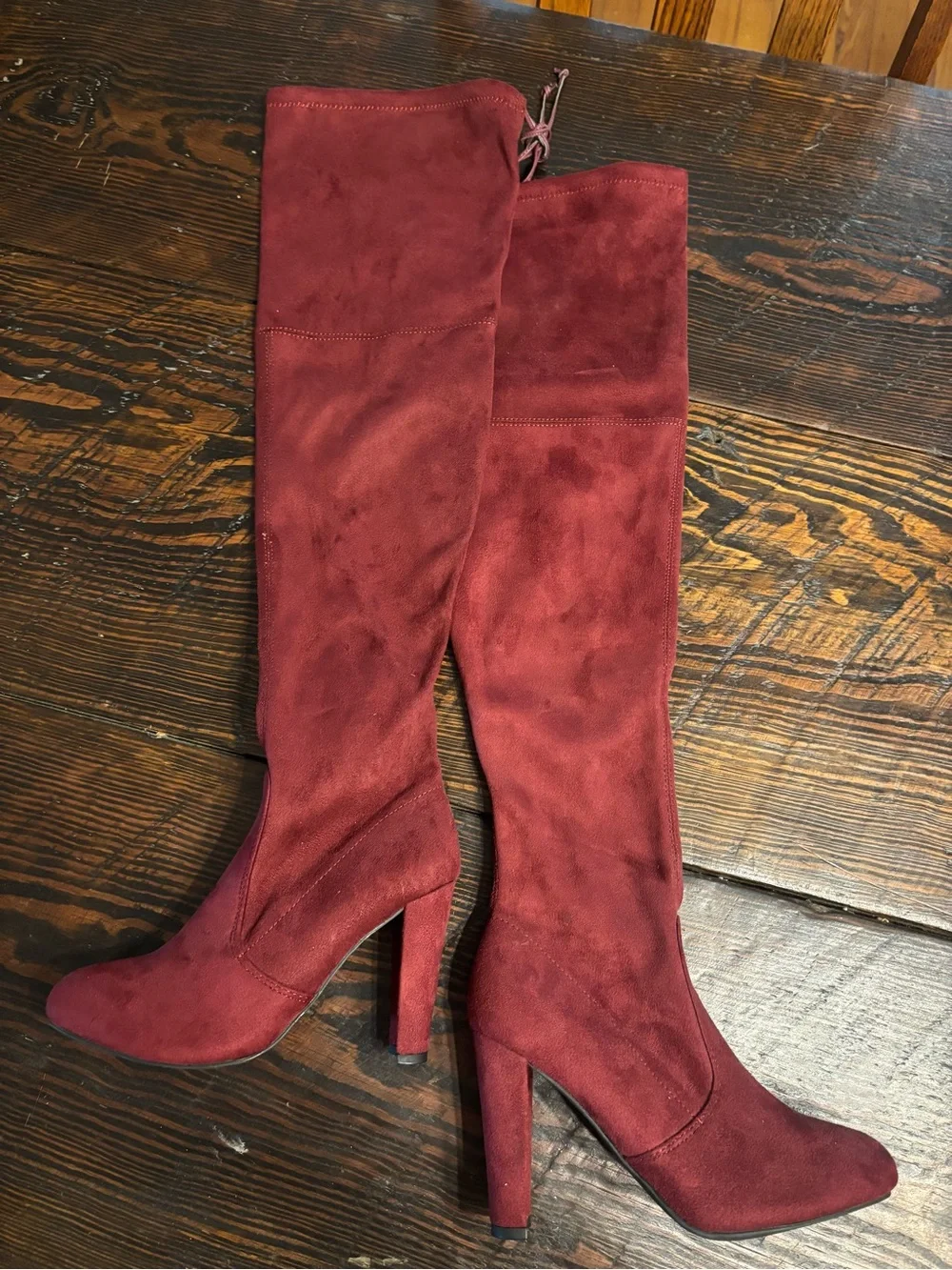 Charlotte Russe Burgundy Over-the-Knee Suede High Heel Boots